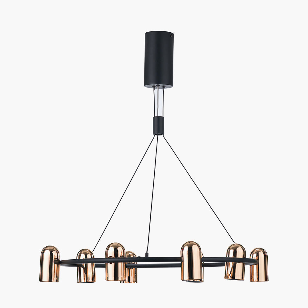 Xena Black & Rose Gold Metal 8 Light LED Pendant Light